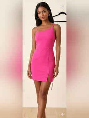 Mini Body Dress with Rosa Fuchsia Lulus Asymmetrical NWT Size M